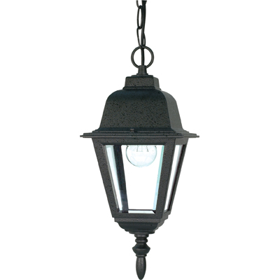 Nuvo Lighting 60/489  Briton - 1 Light - 10" - Hanging Lantern with Clear Glass in Textured Black Finish